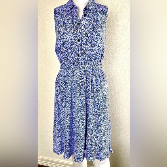 Kate Spade Blue Petals Collared Sleeveless Mini Dress - Picture 6 of 15